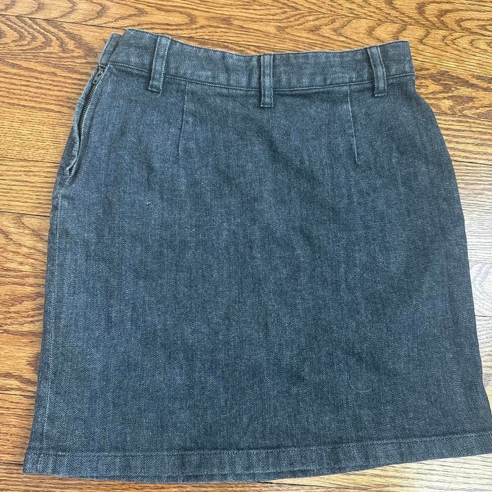 Vintage Banana Republic Y2K 90s Faded Black Denim Stretch Mini Skirt 0 - Picture 2 of 4